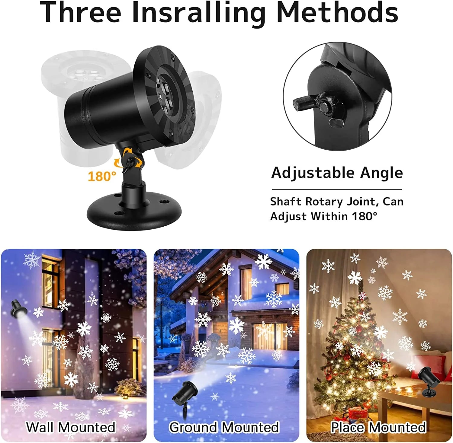 "Christmas Snowflake Projector Light, 2024 Upgraded Dynamic Snowfall Projector LED Light Rotating IP65 Waterproof Indoor Outdoor Landscape Lighting for Christmas Holiday Halloween Xmas Party Decor