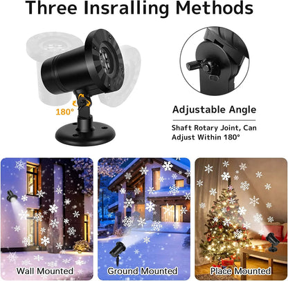 "Christmas Snowflake Projector Light, 2024 Upgraded Dynamic Snowfall Projector LED Light Rotating IP65 Waterproof Indoor Outdoor Landscape Lighting for Christmas Holiday Halloween Xmas Party Decor