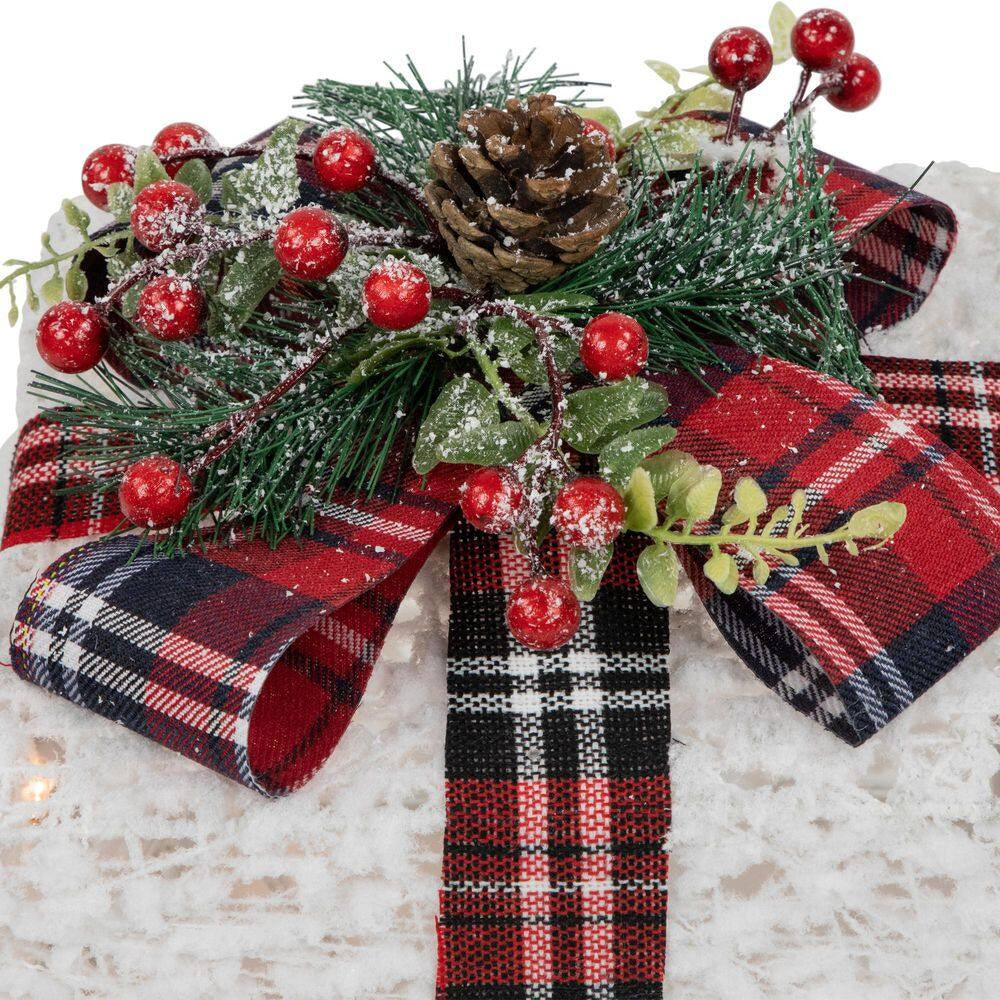Lighted Textured and Plaid Gift Boxes Outdoor Decorations-Warm White-Set of 3