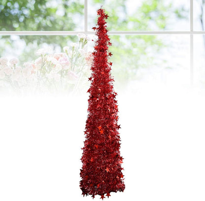 Sequin Pop up Christmas Tree Pet Plastic Christmas Tree Easy to Assemble and Store for Fireplace Party Home Office Store Classroom Xmas Decorations 120Cm (Red)