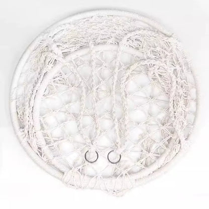 ‌Nordic Style Hanging Basket- Handmade Cotton Rope Swing Chair, Balcony Relaxation Cradle- Boho Indoor Fringe Hanging Chair