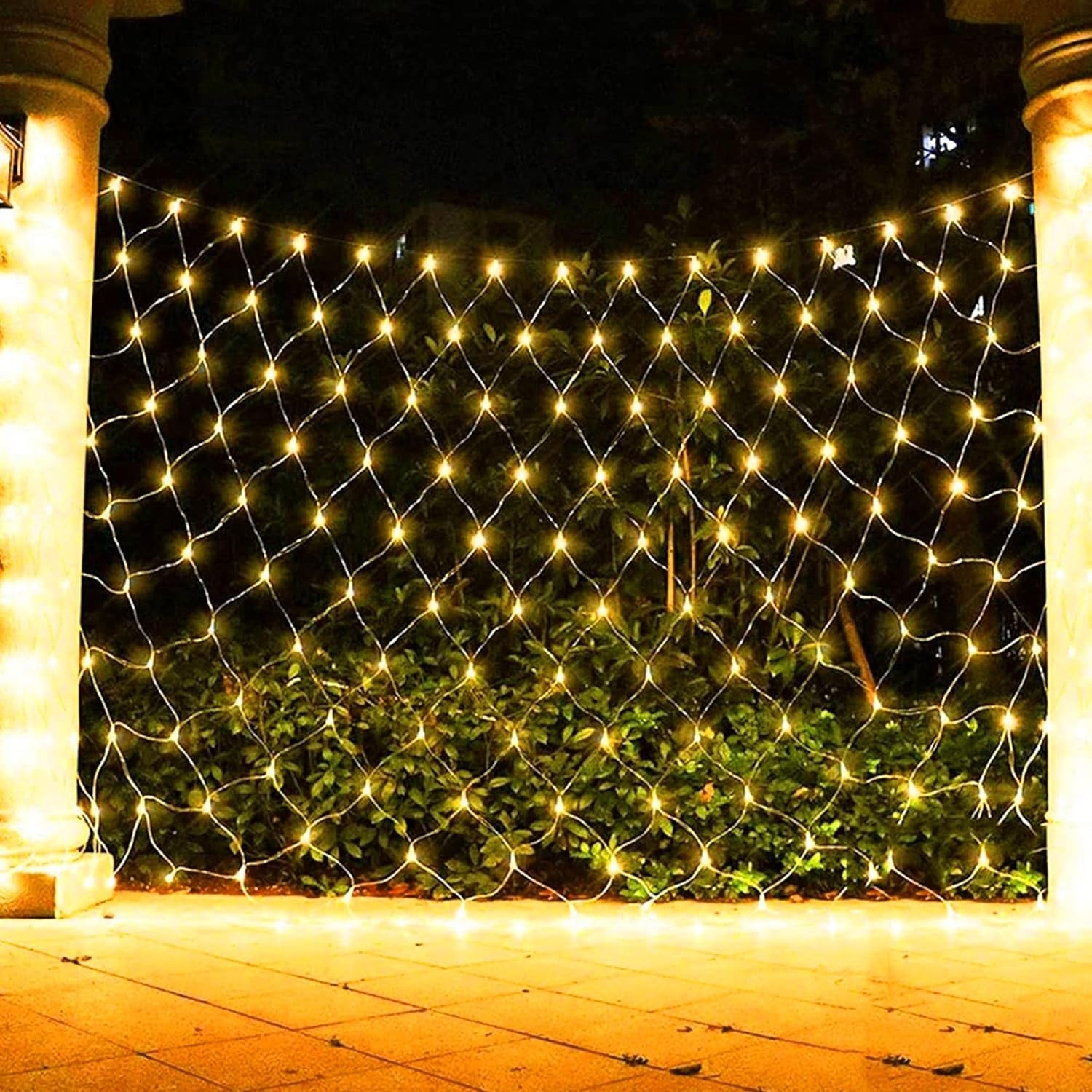 Christmas 360 LED Net Lights, 12 FT X 5FT Christams Outdoor String Lights 8 Modes Waterproof Connectable Xmas Decorations for Indoor Bushes Garden Party Holiday Decor (Warm White)