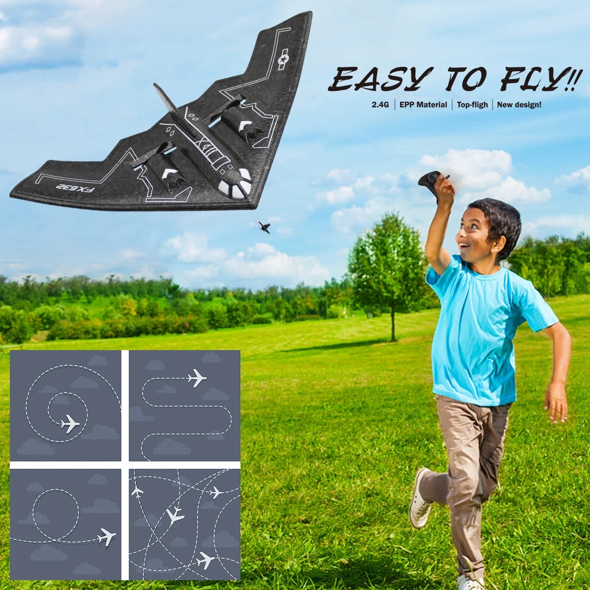 Remote Control Planes for Adults with 2 Batteries- B2 Spirit RC Airplanes for Kids 14+