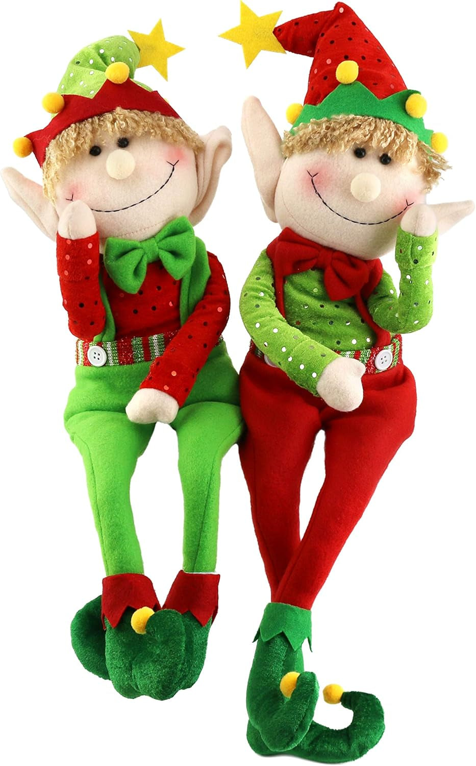 22'' Stuffed Elf Boy Christmas Decoration Adorable Elves Figure Plush Toys Xmas Ornament Gifts