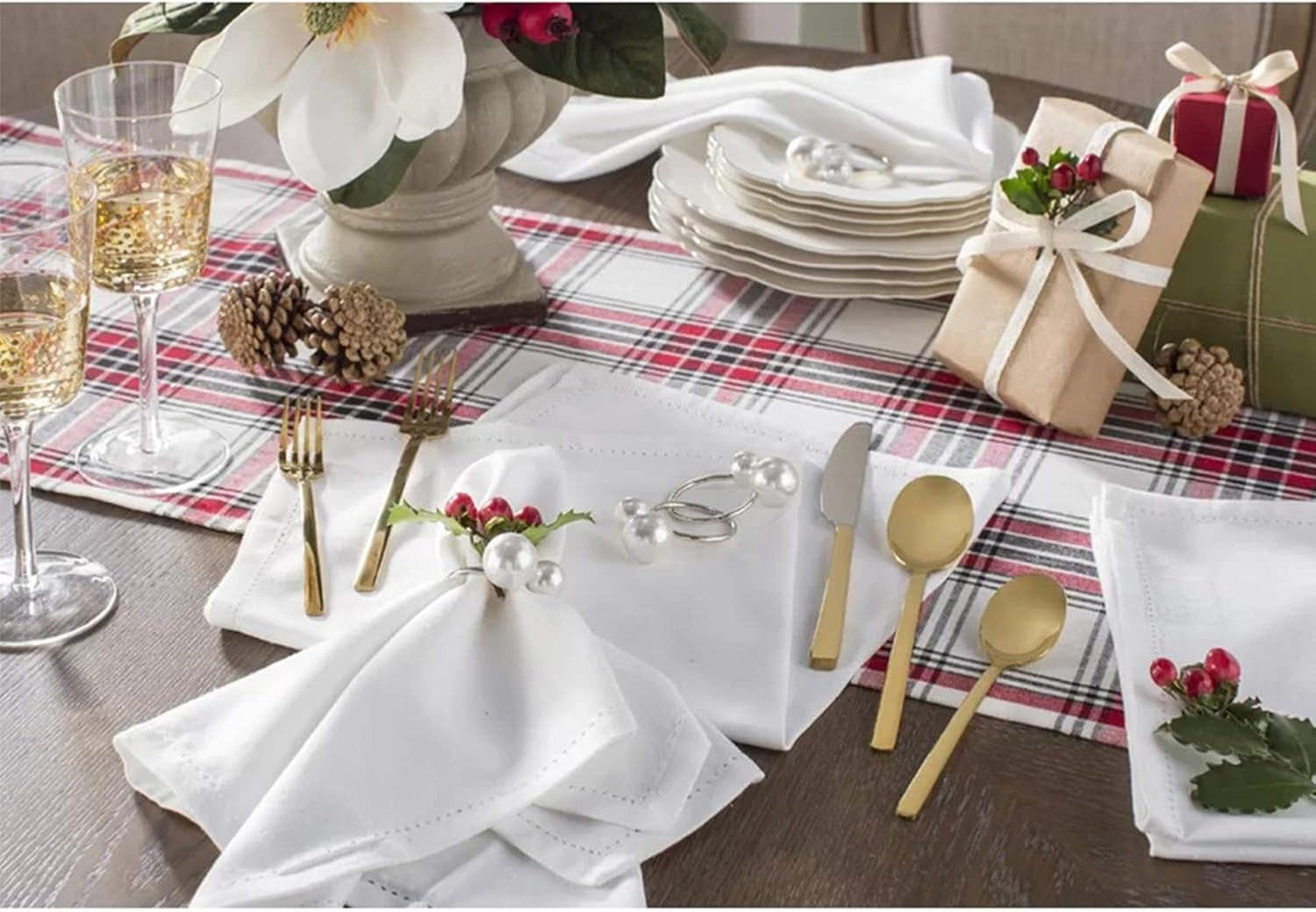 Silver Napkin Rings Set of 12, Pearl Serviette Buckle Napkin Holder for Xmas, Family Gathering, Dinner Party, Wedding Decor (2 Silver Pearls)