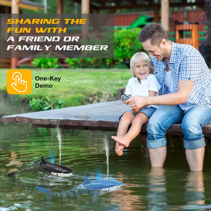 Smart Rc Shark Whale Spray Water Toy- Remote Controlled Boat Ship Submarine Robots Fish Electric Toys for Kids Boys Baby Children