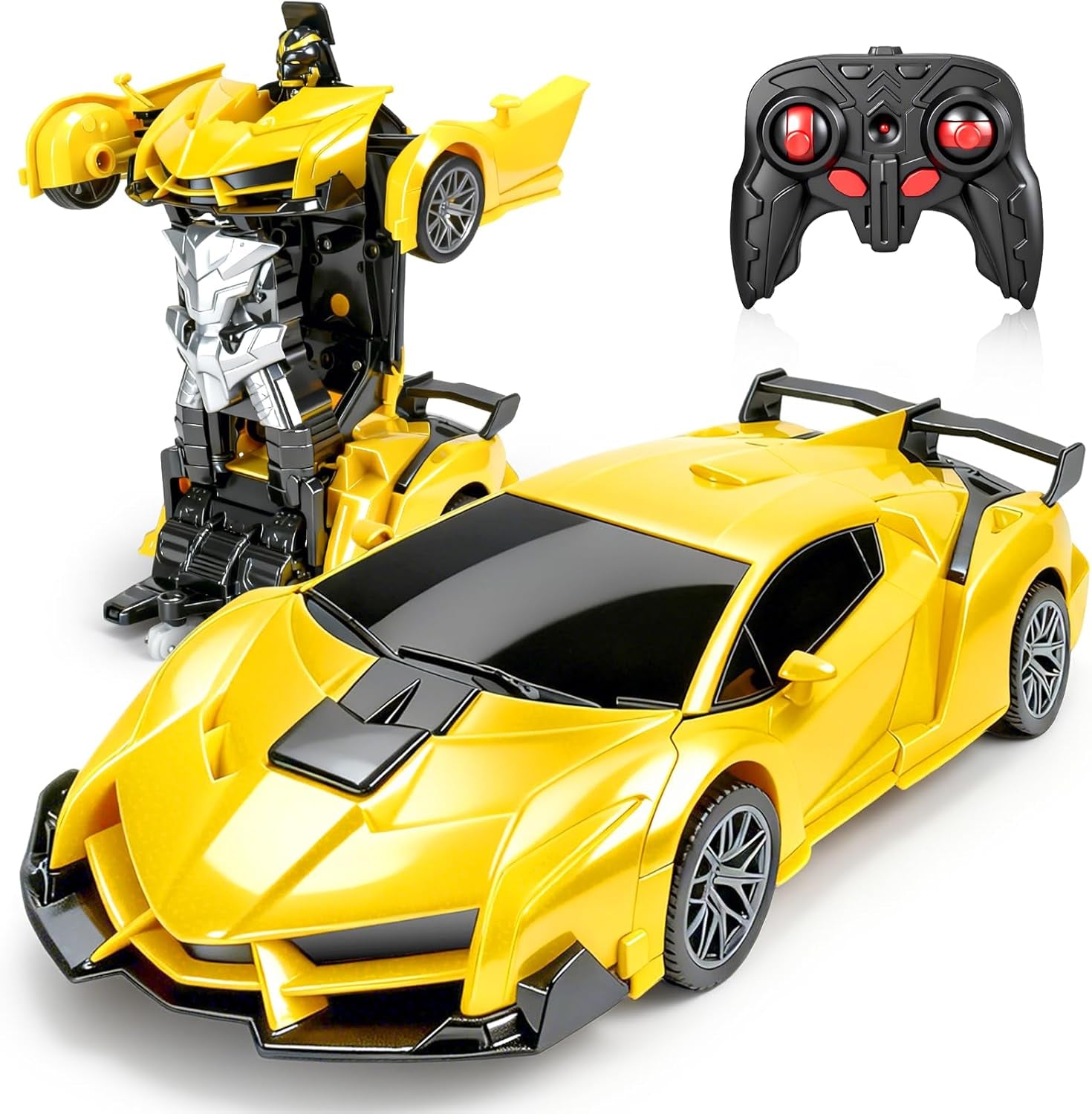 RC Car- Remote Control Car for Boys 4-7 8-12 Gifts-1:18 Transform Robot Toy Car with 360° Rotating Led Lights & One Button Deformation,Kids Transform Toys for 3 4 5 6 7 8 9 10+Years Old