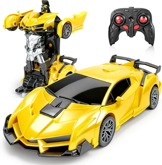 RC Car- Remote Control Car for Boys 4-7 8-12 Gifts-1:18 Transform Robot Toy Car with 360° Rotating Led Lights & One Button Deformation,Kids Transform Toys for 3 4 5 6 7 8 9 10+Years Old