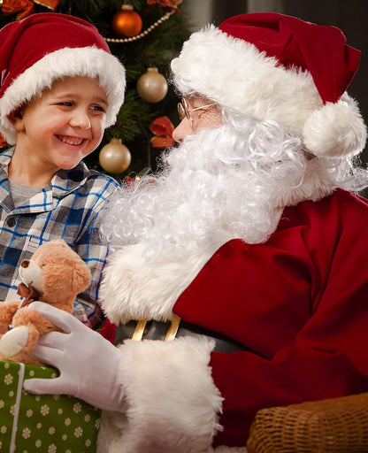 Santa Claus Costume Christmas Santa Suit Adults Men'S Costume Deluxe Plush Santa Outfit Burgundy