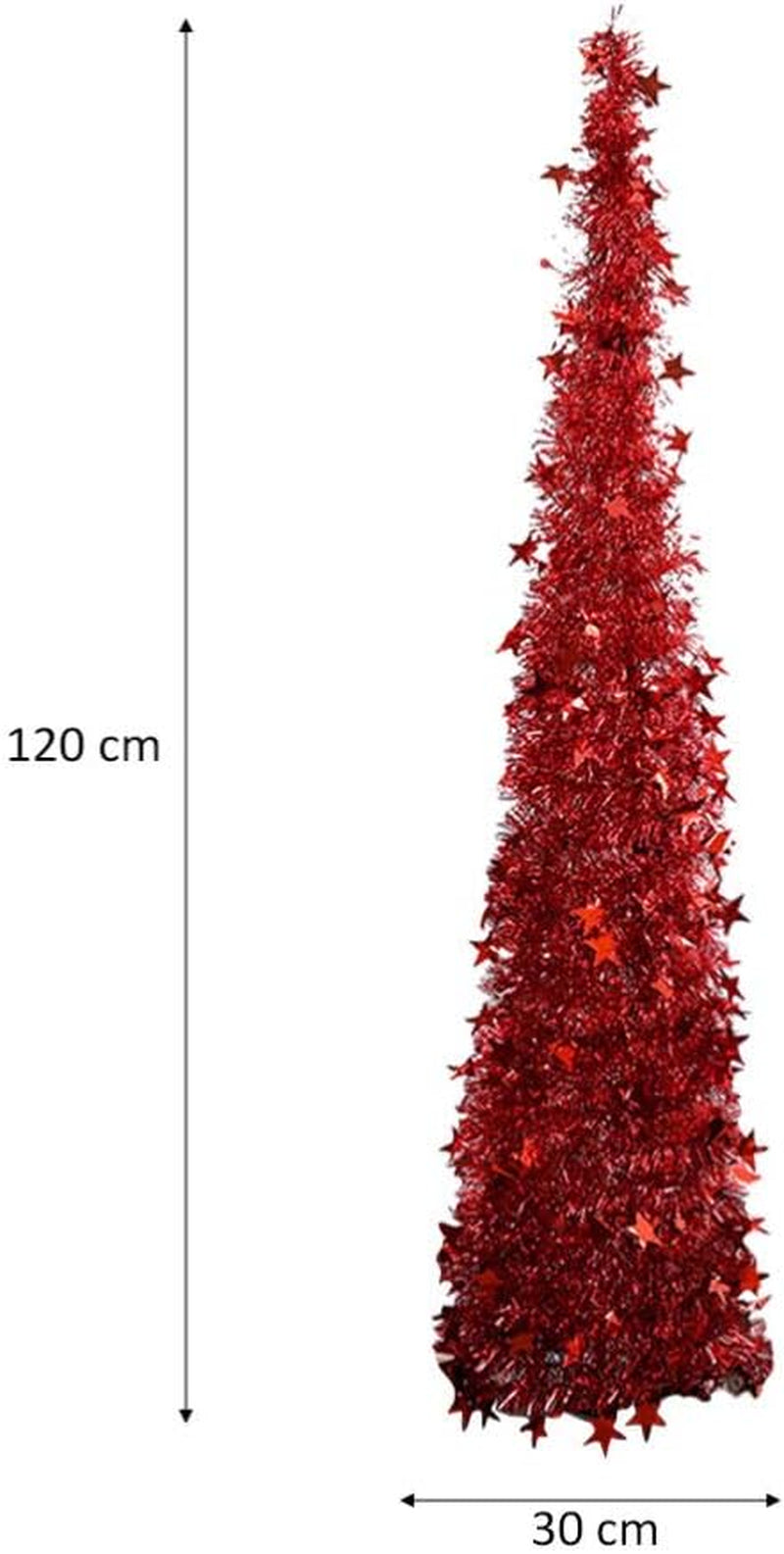 Sequin Pop up Christmas Tree Pet Plastic Christmas Tree Easy to Assemble and Store for Fireplace Party Home Office Store Classroom Xmas Decorations 120Cm (Red)