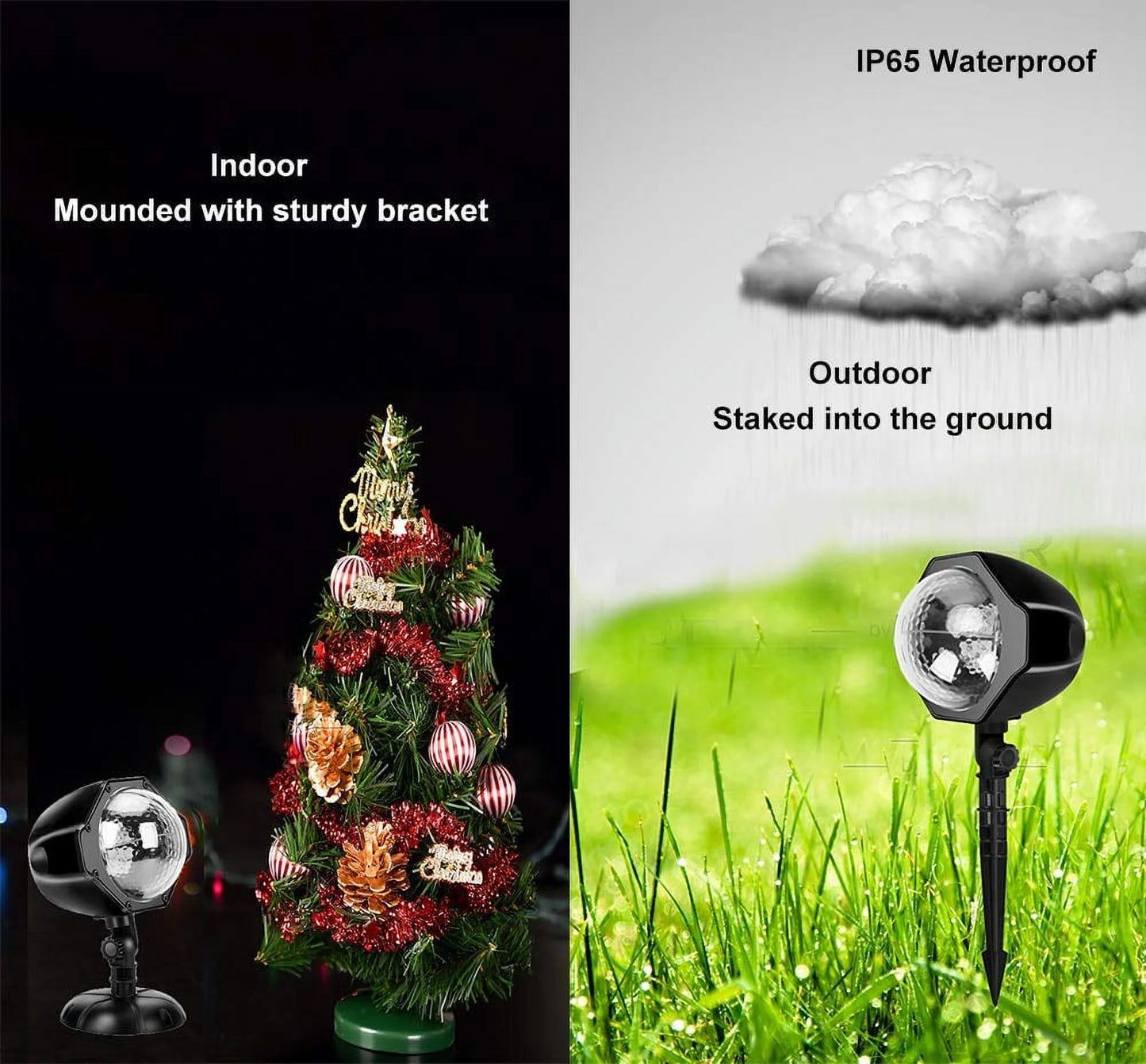 LED Snowfall Projector Lights Christmas Snowflake Projector Lamp with Wireless Remote Indoor Outdoor Waterproof Snow Falling Landscape Projection Light for Party Wedding Garden Decorations