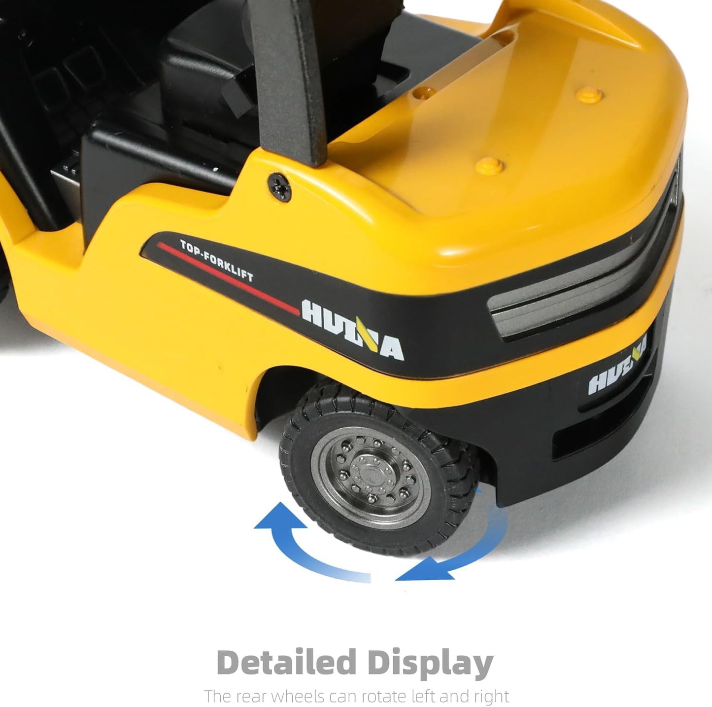 Liftable Forklift Toy- All Metal Die-Cast Construction Fork Truck with Articulating Arm, Movable Forks - Yellow Scale Mini Vehicle Model for Kids Adult Collection & Desk Decoration.