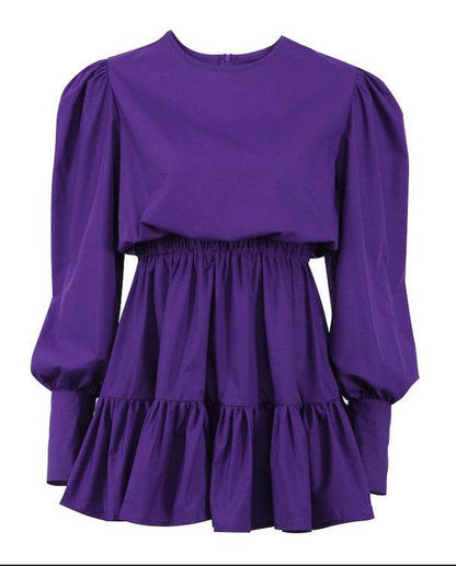 Round Neck Lantern Sleeve Dress