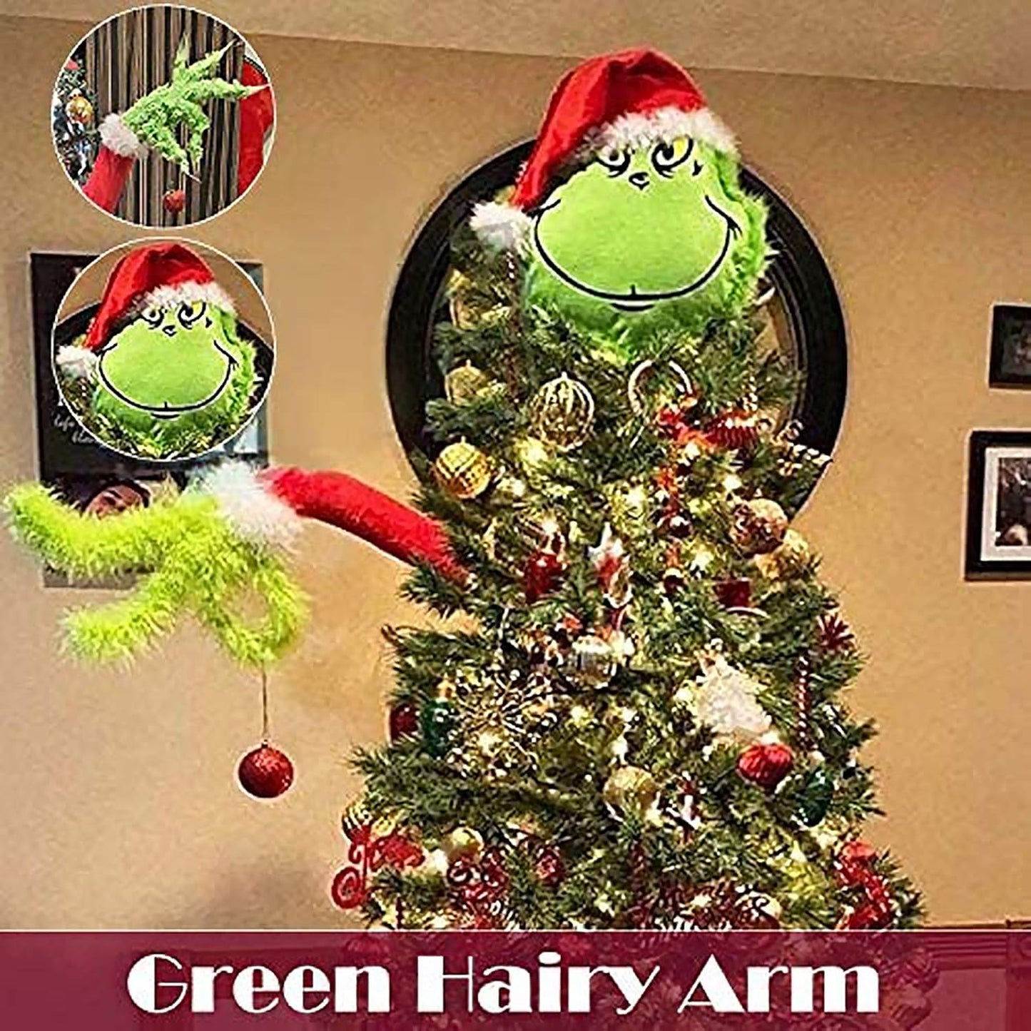 Christmas Decorations Elf Body Christmas Tree Decorations, Elf Leg and Arms Head for Christmas Tree, Stole Christmas Elf Stuffed Leg Christmas Tree Topper Decorations (Elf Head)