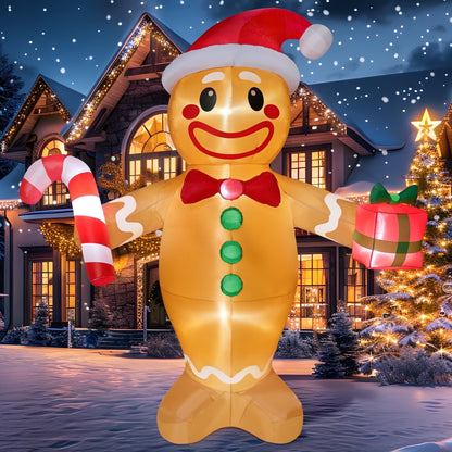 12FT Inflatable Gingerbread Man - LED Outdoor Christmas Yard Decoration Giant