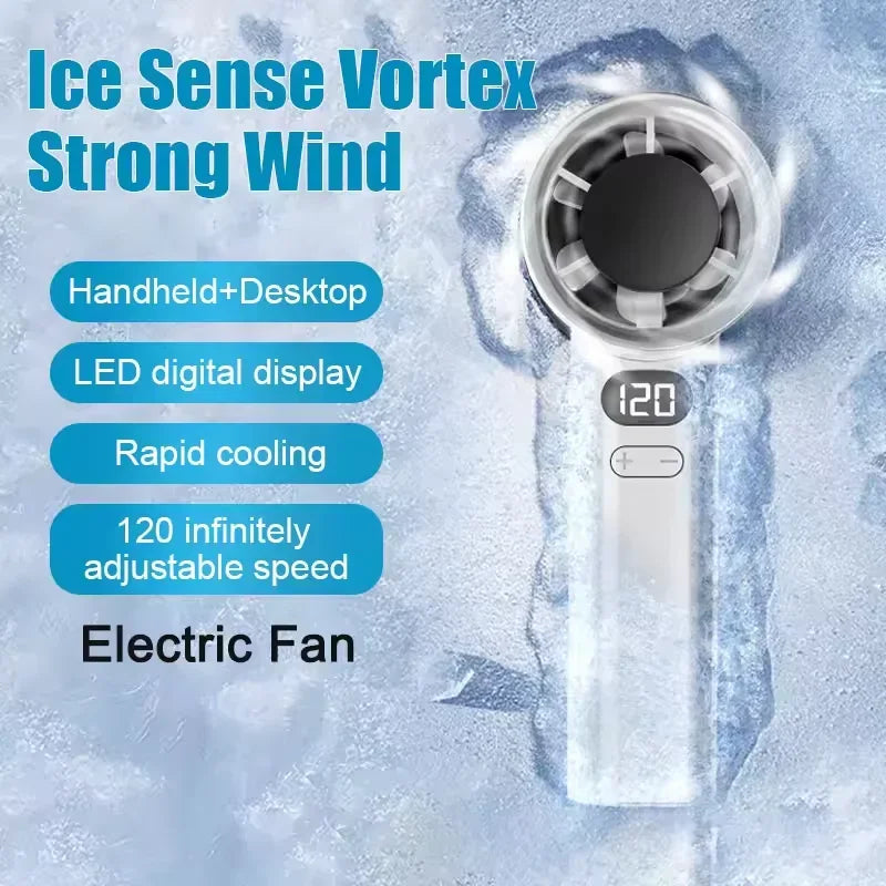 Stay Cool Anywhere with the 120 Wind Speed Portable Handheld Mini Fan - USB Rechargeable Air Cooler for Camping