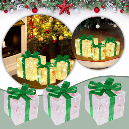 Lighted Gift Boxes Christmas Decorations Indoor Lighting Christmas Box Backyard Outdoor Glowing Christmas Outdoor Decor Lights Up,Green