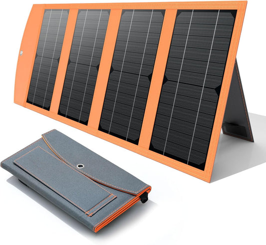 30W Portable Solar Panel Charger with USB and Type-C Outputs(5V/3A Max) for Phones, Power Banks, Tablets, Fast Charges 2 Devices at Once, IP67 Waterproof for Camping, Hiking, and Outdoor Activities
