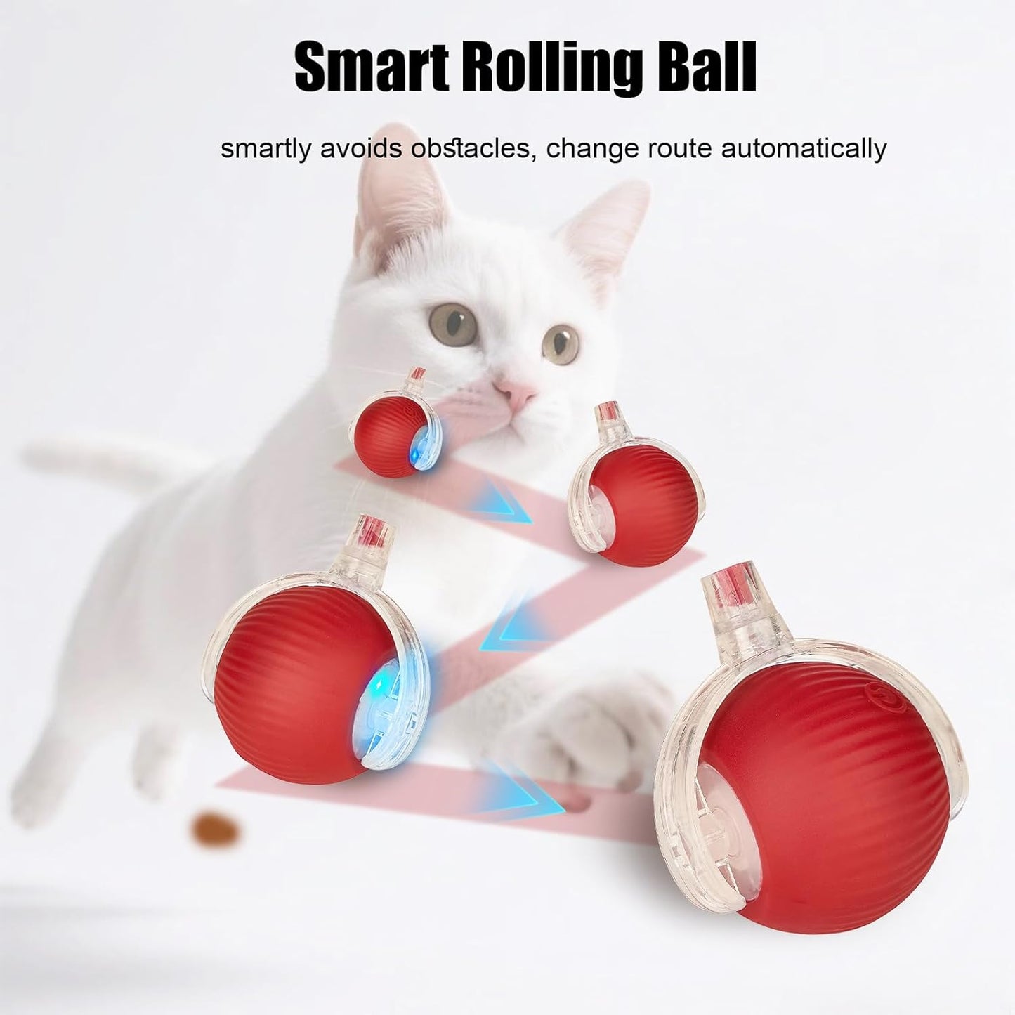 Interactive Dog Cat Toy Ball- Upgraded Rechargable Smart Automatic Rolling Pet Ball with Tail- Fast Moving Toy for Bored Indoor Kitty Puppy