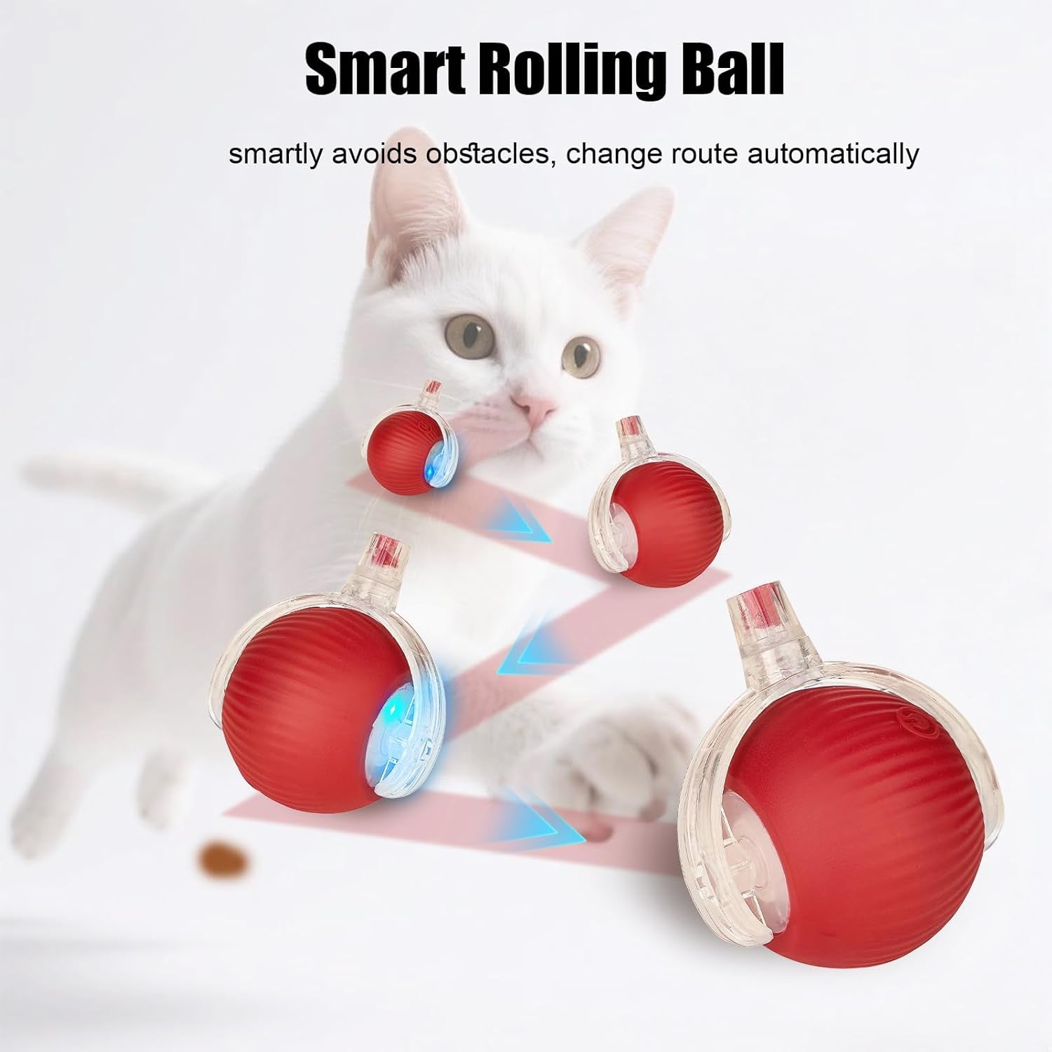 Interactive Dog Cat Toy Ball- Upgraded Rechargable Smart Automatic Rolling Pet Ball with Tail- Fast Moving Toy for Bored Indoor Kitty Puppy