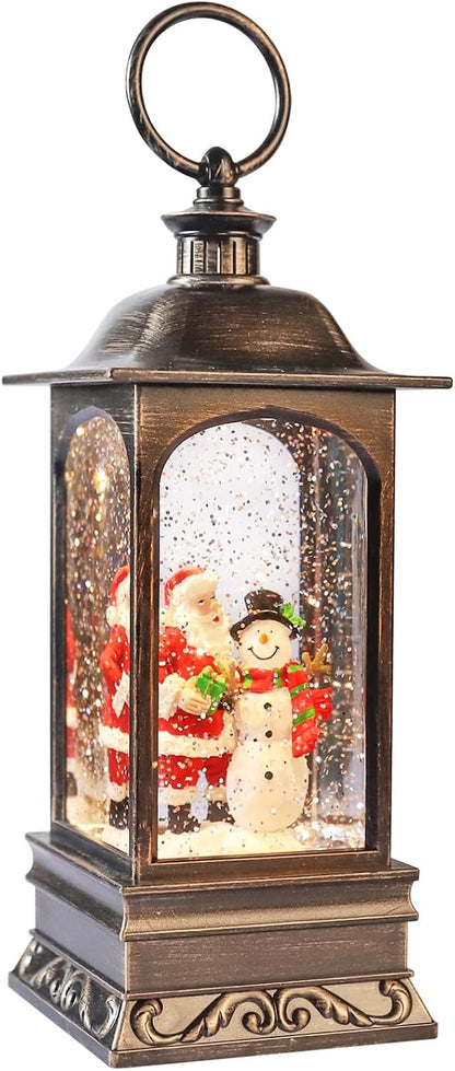 Christmas Lantern Snow Globe Christmas Snowglobe Christmas Snow Globes Christmas Lantern Glitter Swirling Lighted Lantern Santa Snowman 6H Timer USB 3 AA Battery Operated Snowglobe Decor Gifts