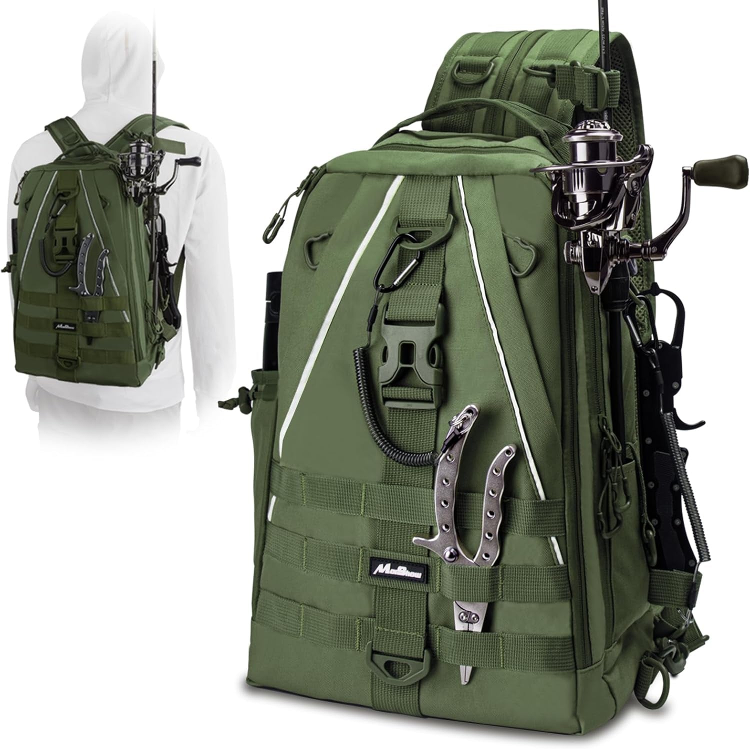 Fishing Backpack Tackle Bag, Fishing Tackle Backpack with Rod Holder
