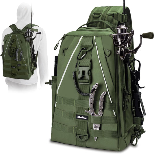 Fishing Backpack Tackle Bag, Fishing Tackle Backpack with Rod Holder