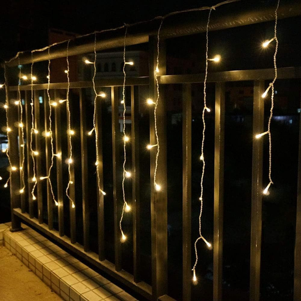 LED Icicle Lights Outdoor 32.8FT, Warm White 400 LED Icicle Waterproof Christmas Decorations String Lights with Timer Remote, 8 Modes Connectable Eave Curtain Fairy Light for Xmas, Thanksgiving, Party