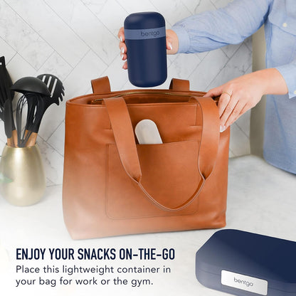 Snack Cup - Reusable Snack Container with Leak-Proof Design, Toppings Compartment, and Dual-Sealing Lid, Portable & Lightweight for Work, Travel, Gym - Dishwasher Safe (Navy)