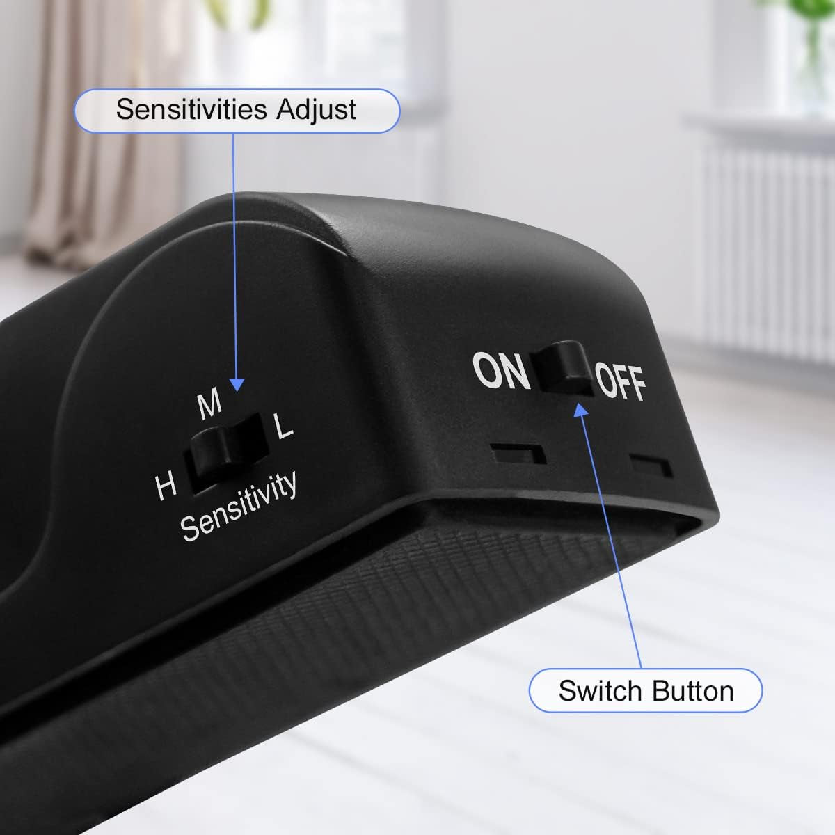 2 Pack Door Stop Alarm, Door Stopper with 120DB Security Alarm, Floor Wedge Door Stop Siren, Door Security Devices for Traveling, Apartment, Hotel and Home, Black