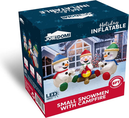 6 FT Christmas Inflatables Snowman Outdoor Decorations,Long Snowman with Campfire Christmas Blow Ups Yard with Built-In Leds for Holiday Party Garden Lawn Decor