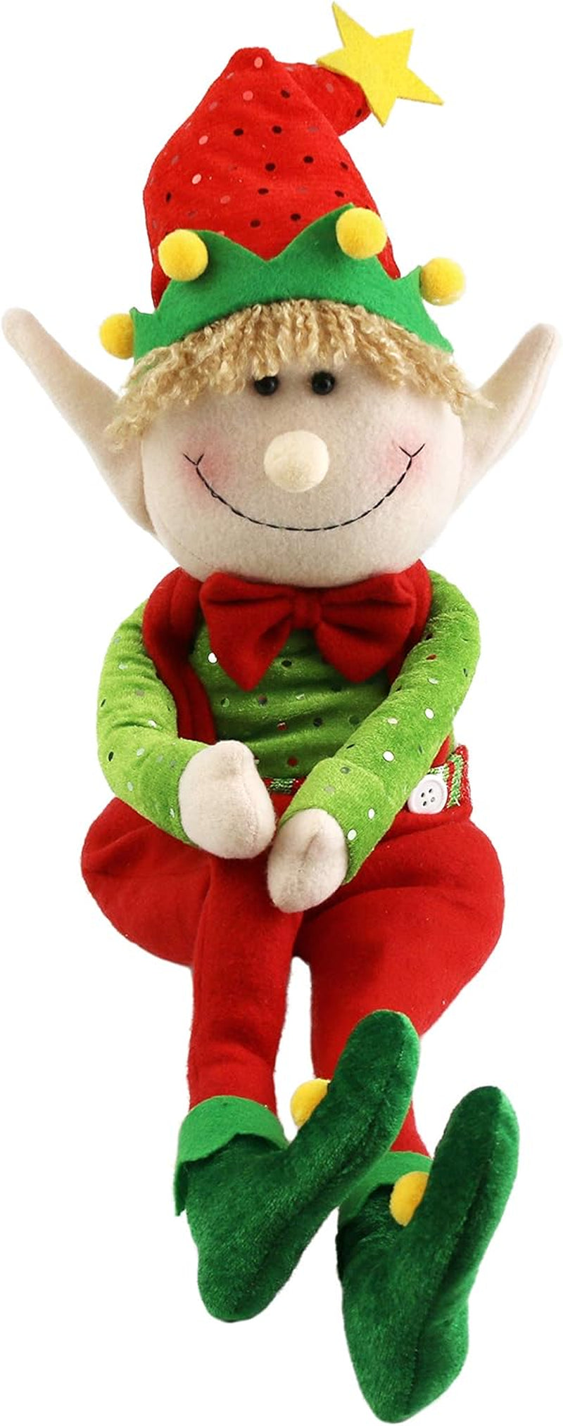 22'' Stuffed Elf Boy Christmas Decoration Adorable Elves Figure Plush Toys Xmas Ornament Gifts