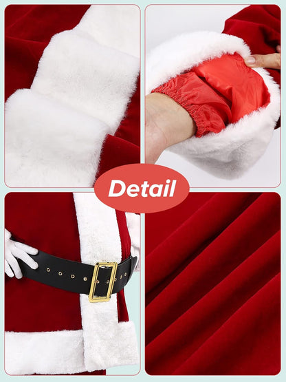 Santa Claus Costume Santa Suit Adult Men Deluxe Velvet Christmas Santa Costume Set