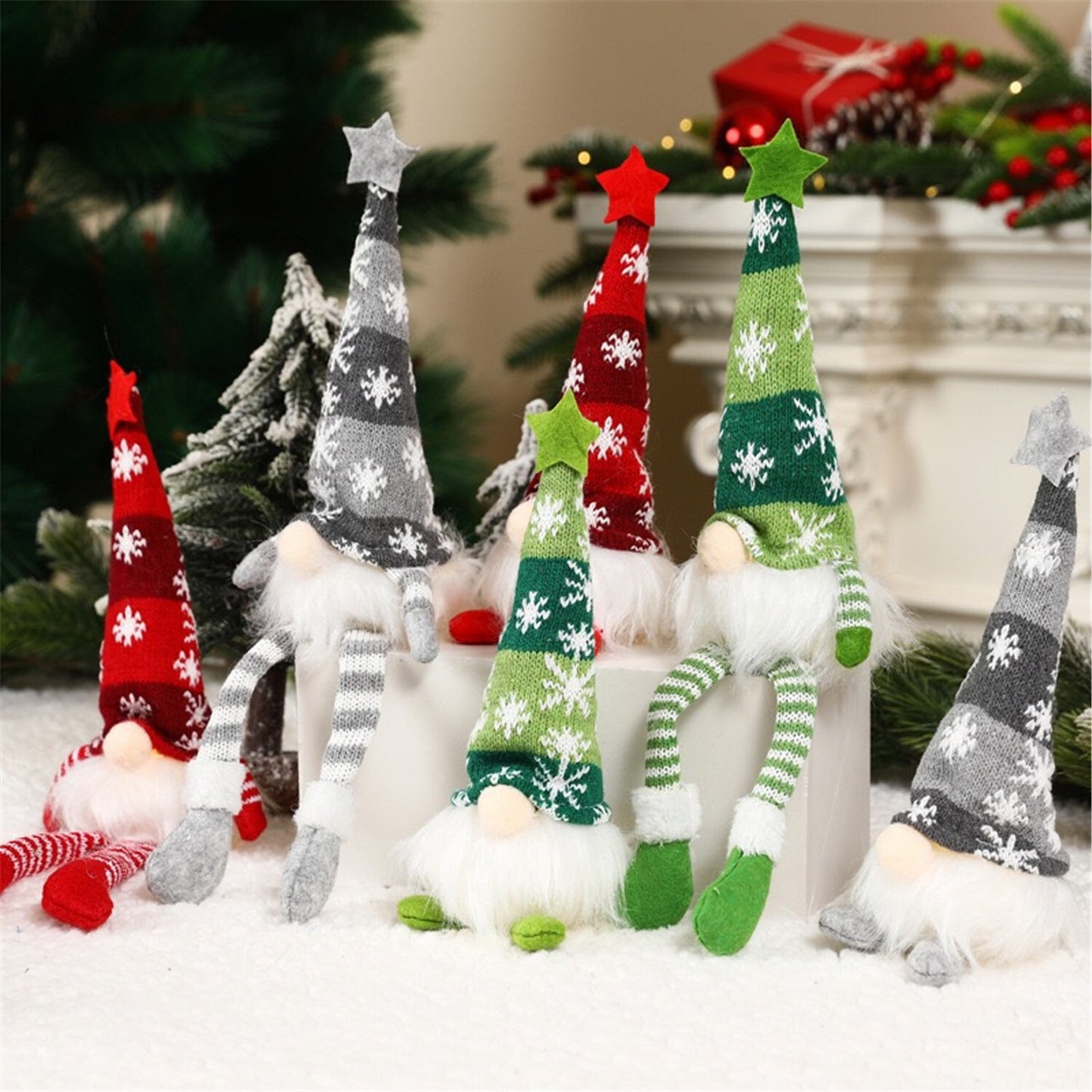 3Pcs LED Lighted Christmas Gnomes Tomte Elf Doll with Dangling Legs Santa Plush
