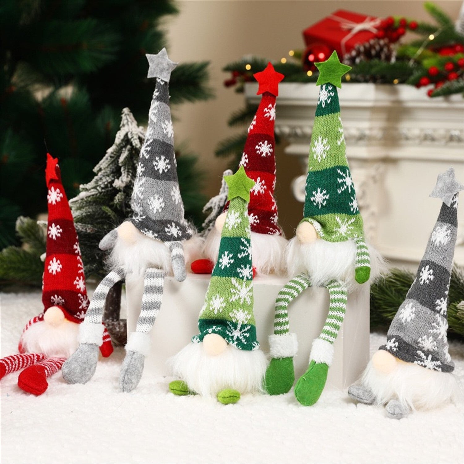 3Pcs LED Lighted Christmas Gnomes Tomte Elf Doll with Dangling Legs Santa Plush