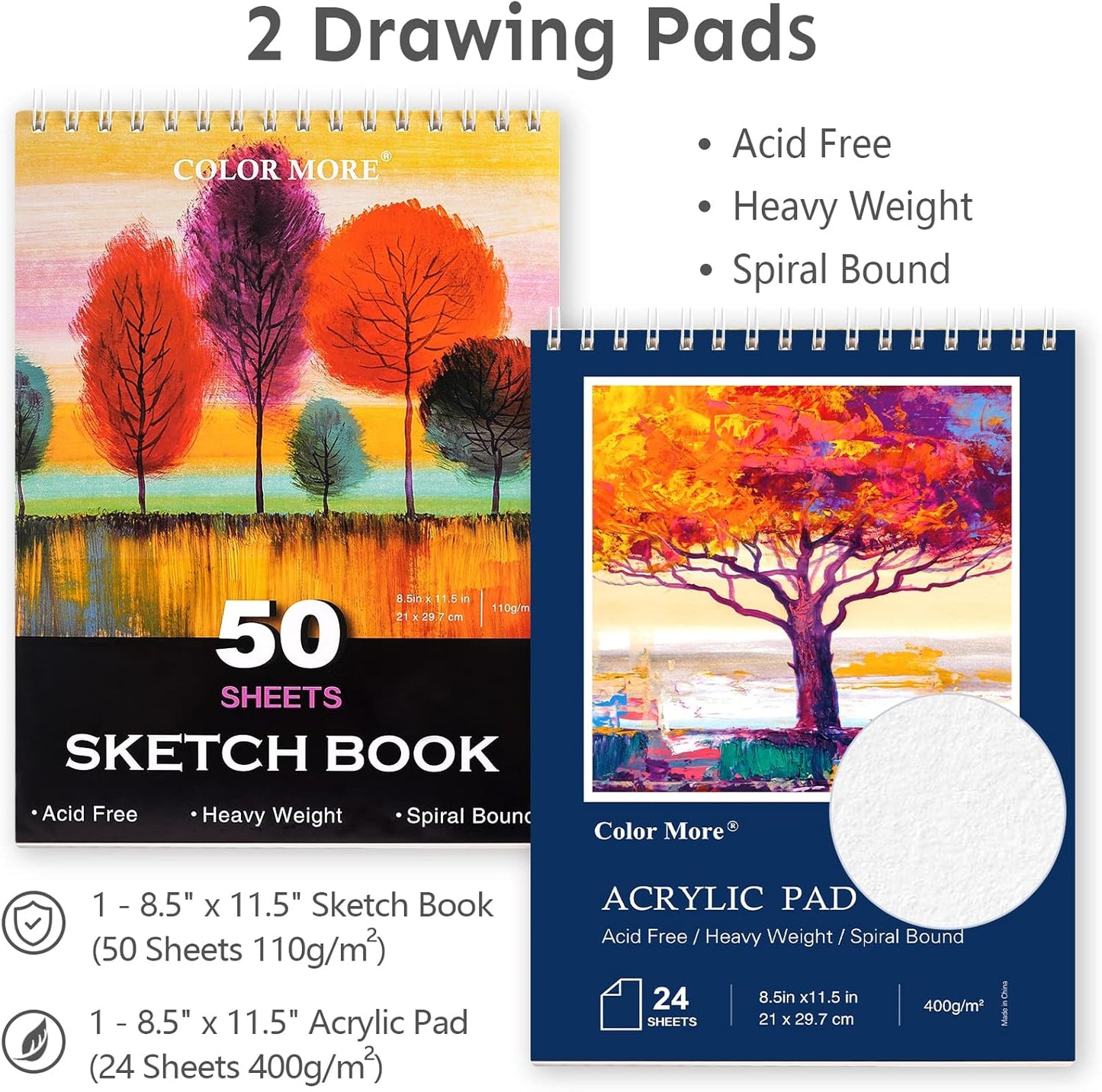 175 Piece Deluxe Art Set with 2 Drawing Pads, Acrylic Paints, Crayons, Colored Pencils, Paint Set in Wooden Case, Professional Art Kit Supplies for Adults, Teens and Artist, Woodmuse Plus