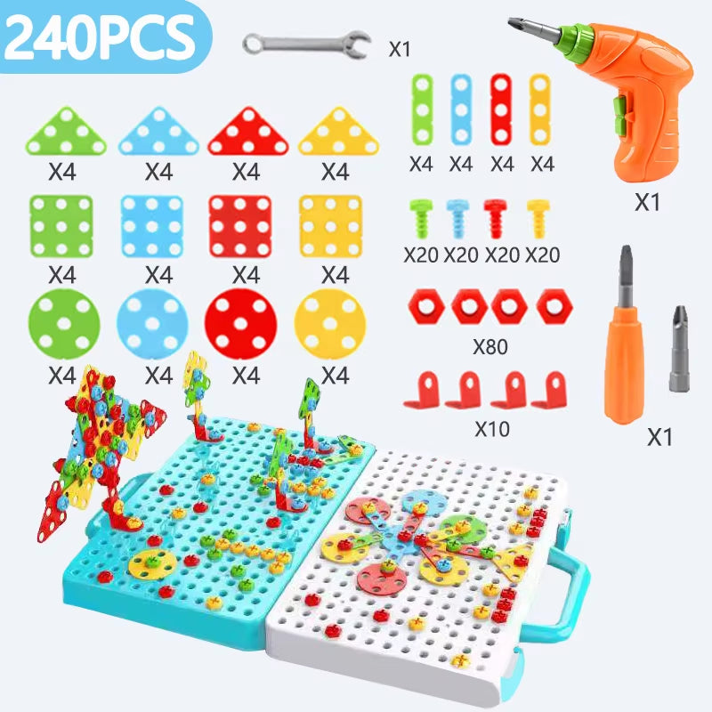 Electric Drill Nut Disassembly Match Tool Toys- Children Educational Assembled Blocks Sets Tools for Boys Design Building Toys