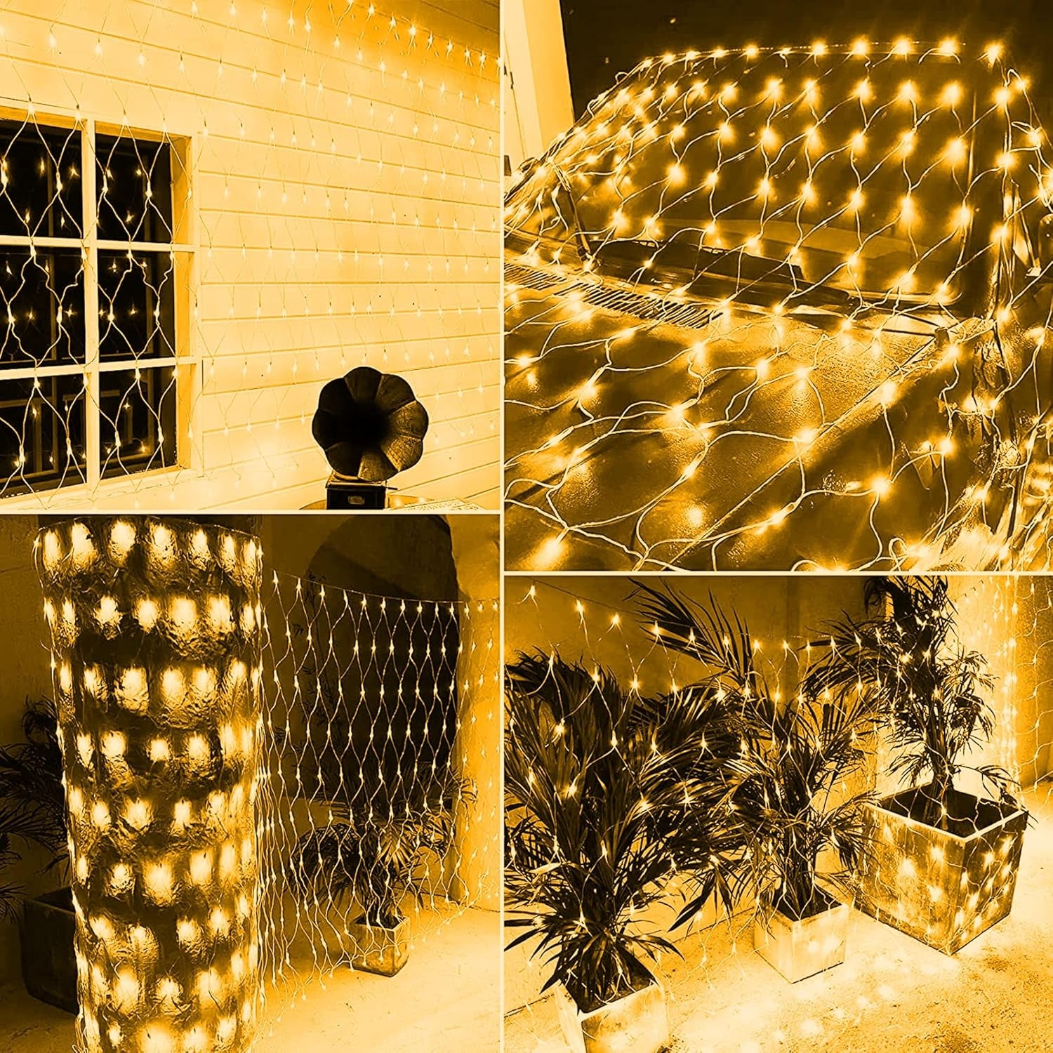 Christmas 360 LED Net Lights, 12 FT X 5FT Christams Outdoor String Lights 8 Modes Waterproof Connectable Xmas Decorations for Indoor Bushes Garden Party Holiday Decor (Warm White)