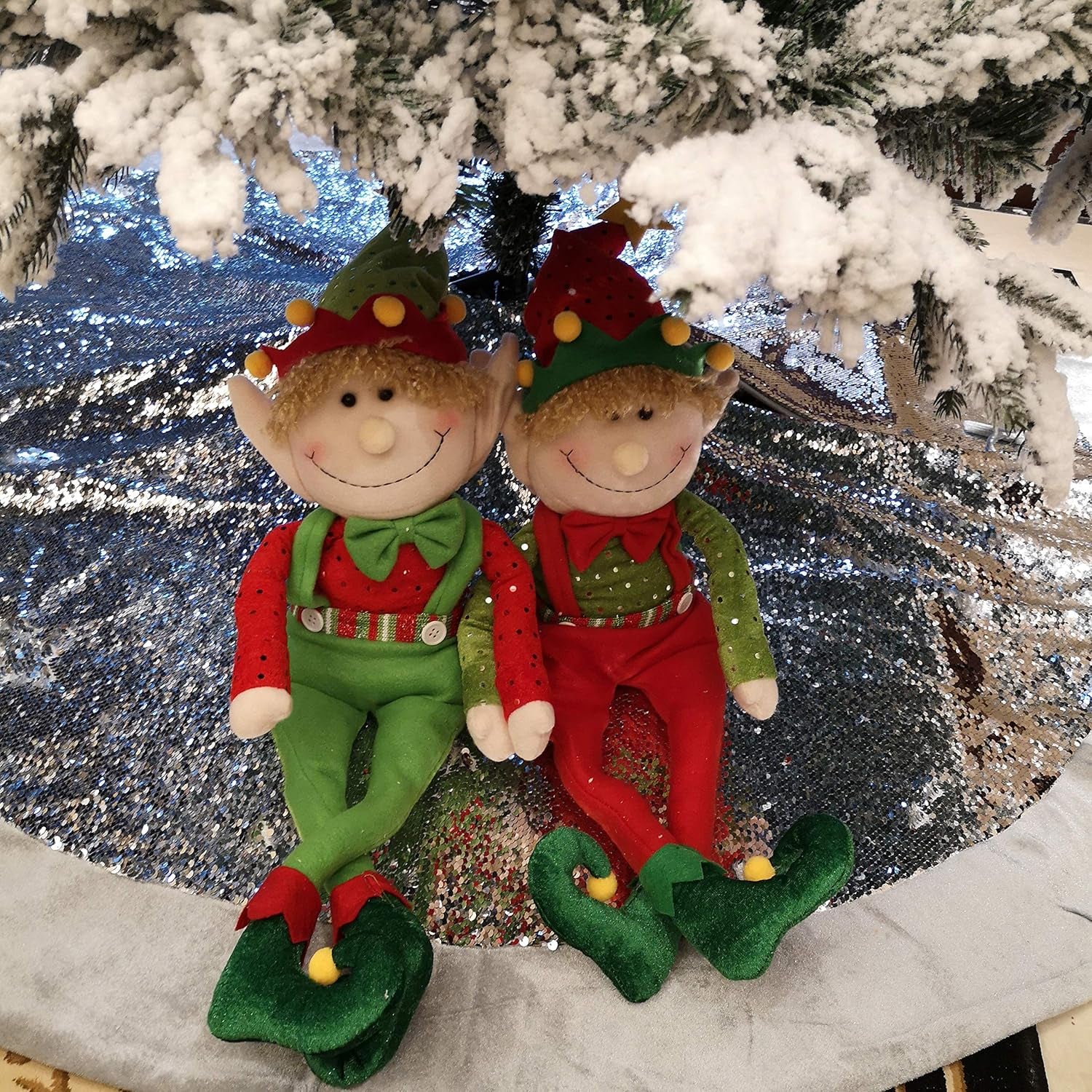 22'' Stuffed Elf Boy Christmas Decoration Adorable Elves Figure Plush Toys Xmas Ornament Gifts