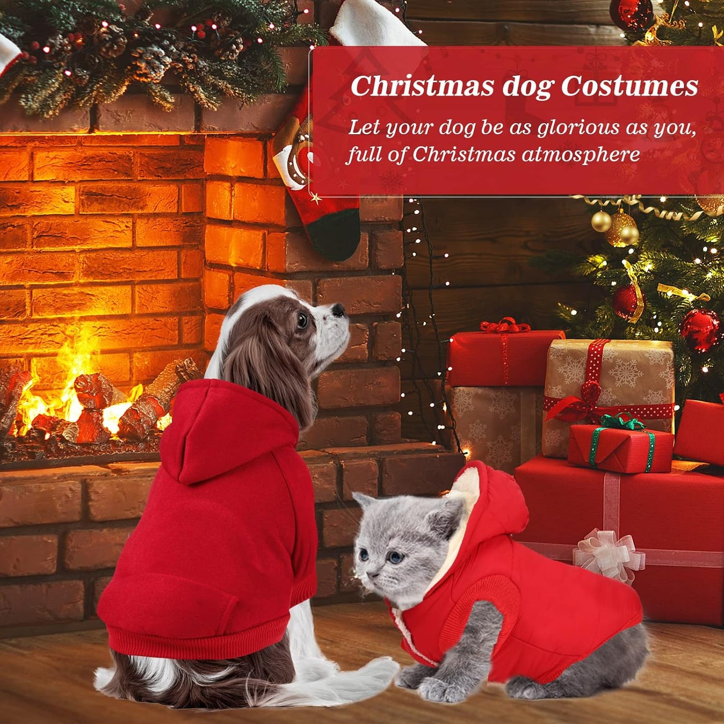 3 Pcs Pet Dog Sweater Jacket Knitwear Hoodie Clothes Pocket Puppy Coat Clothing Pup Christmas Shirt Costume Sweatshirt Fleece Lining Warm Winter Small Hooded Soft Thickening (Medium)