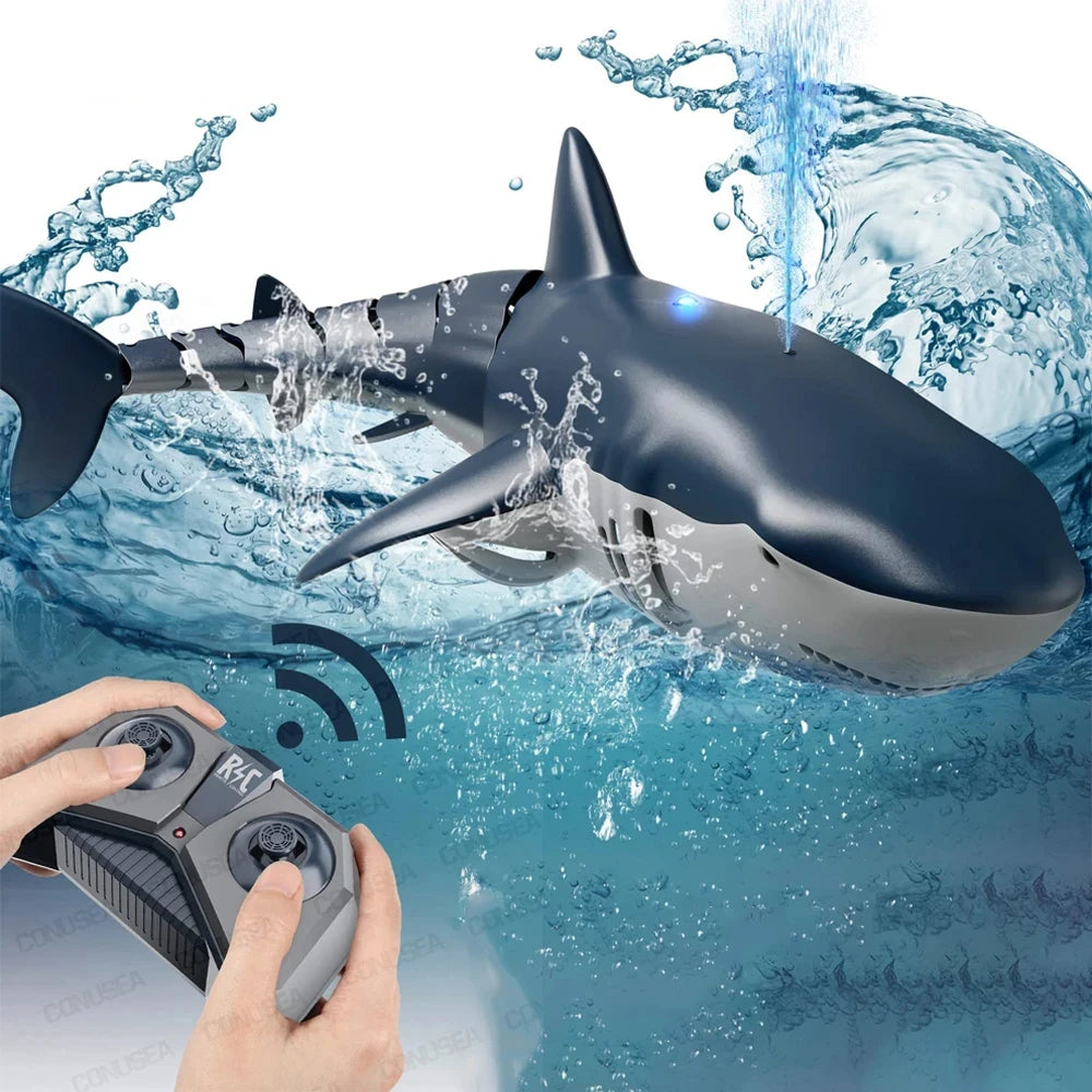 Smart Rc Shark Whale Spray Water Toy- Remote Controlled Boat Ship Submarine Robots Fish Electric Toys for Kids Boys Baby Children