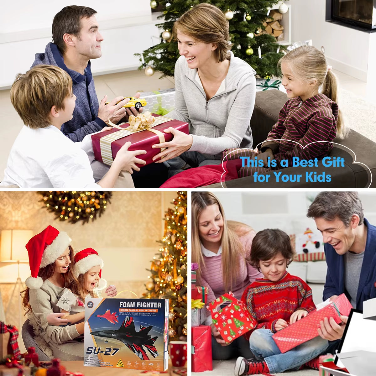 SU27 RC Plane 2.4G 2CH Remote Control Flying Glider with LED Lights- EPP Foam Airplane Toys for Children Gifts