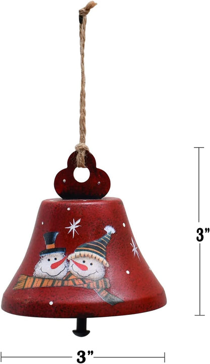 Metal Christmas Jingle Bells Christmas Tree Hanging Ornaments Christmas Bells Rustic Jingle Bells Xmas Tree Decorations Set of 2 (Red and Green)