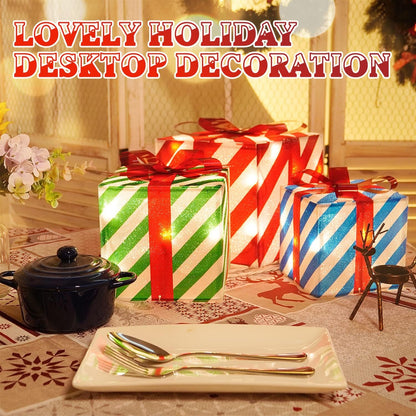 Set of 3 Lighted Gift Boxes Christmas Box Decorations, Red Green and Blue Lit Present Boxes the Best Christmas Yard & Home Décor (50 Lights)