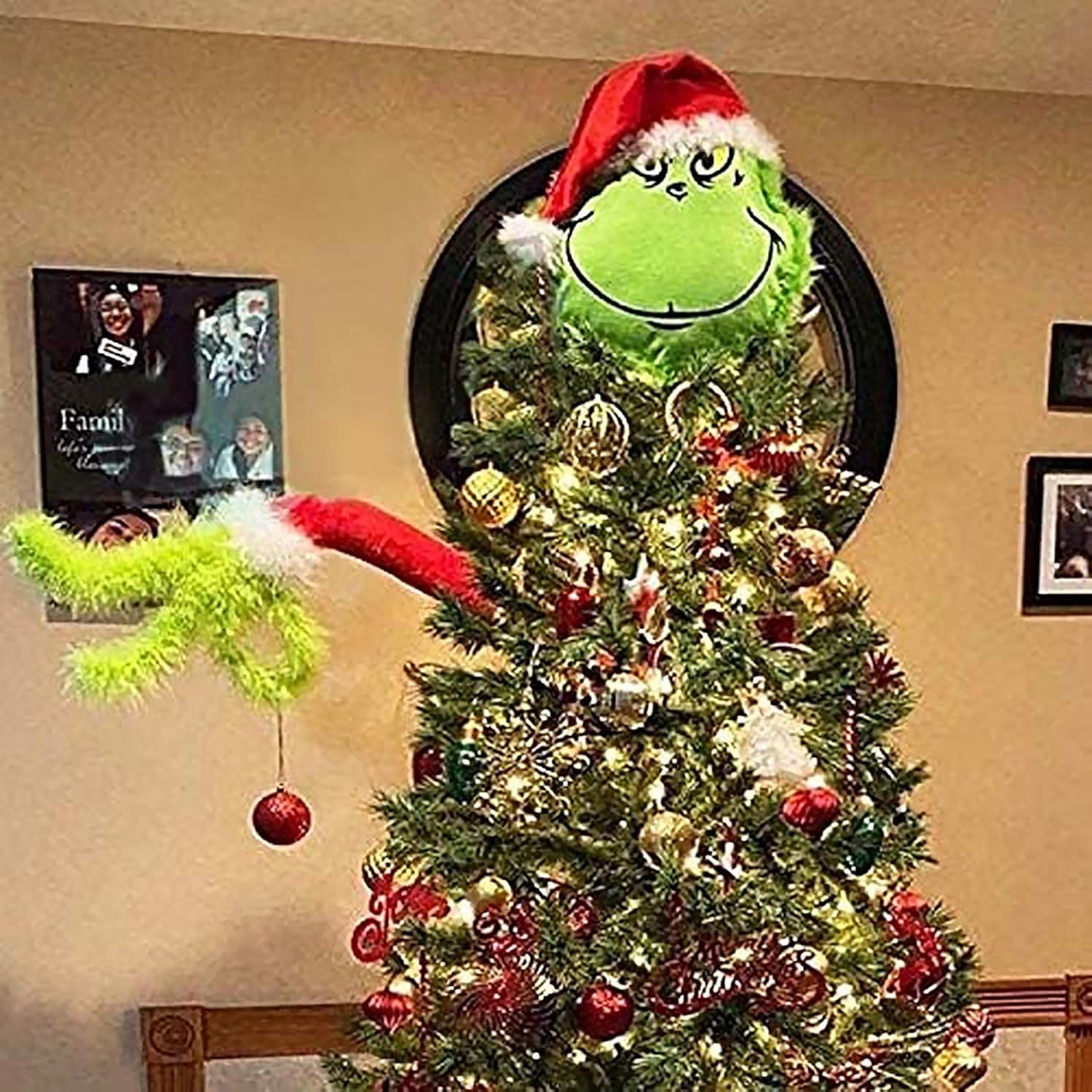 Christmas Decorations Elf Body Christmas Tree Decorations, Elf Leg and Arms Head for Christmas Tree, Stole Christmas Elf Stuffed Leg Christmas Tree Topper Decorations (Elf Head)