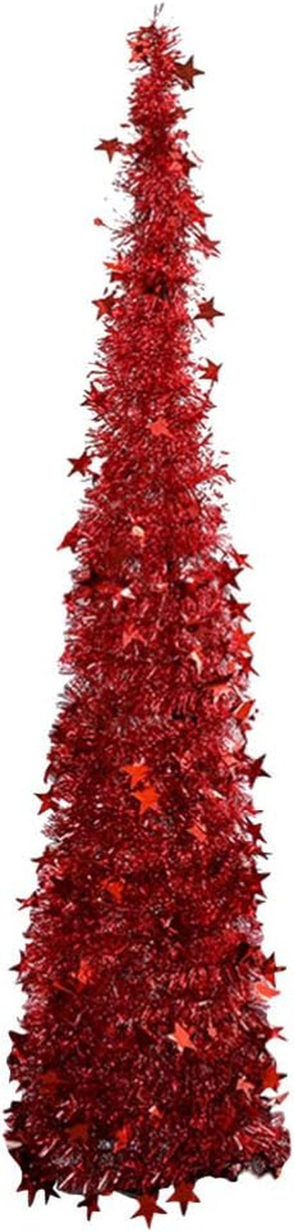 4FT Pop Up Christmas Tree Red Sequin - Easy Assembly Collapsible Xmas Tree 120cm