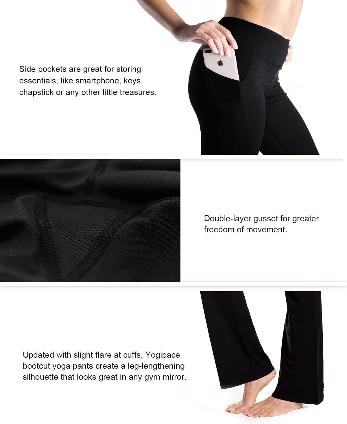 ,27"/29"/31"/33"/35"/37",Women'S Bootcut Yoga Pants Lounge Workout Pants with Side Pockets