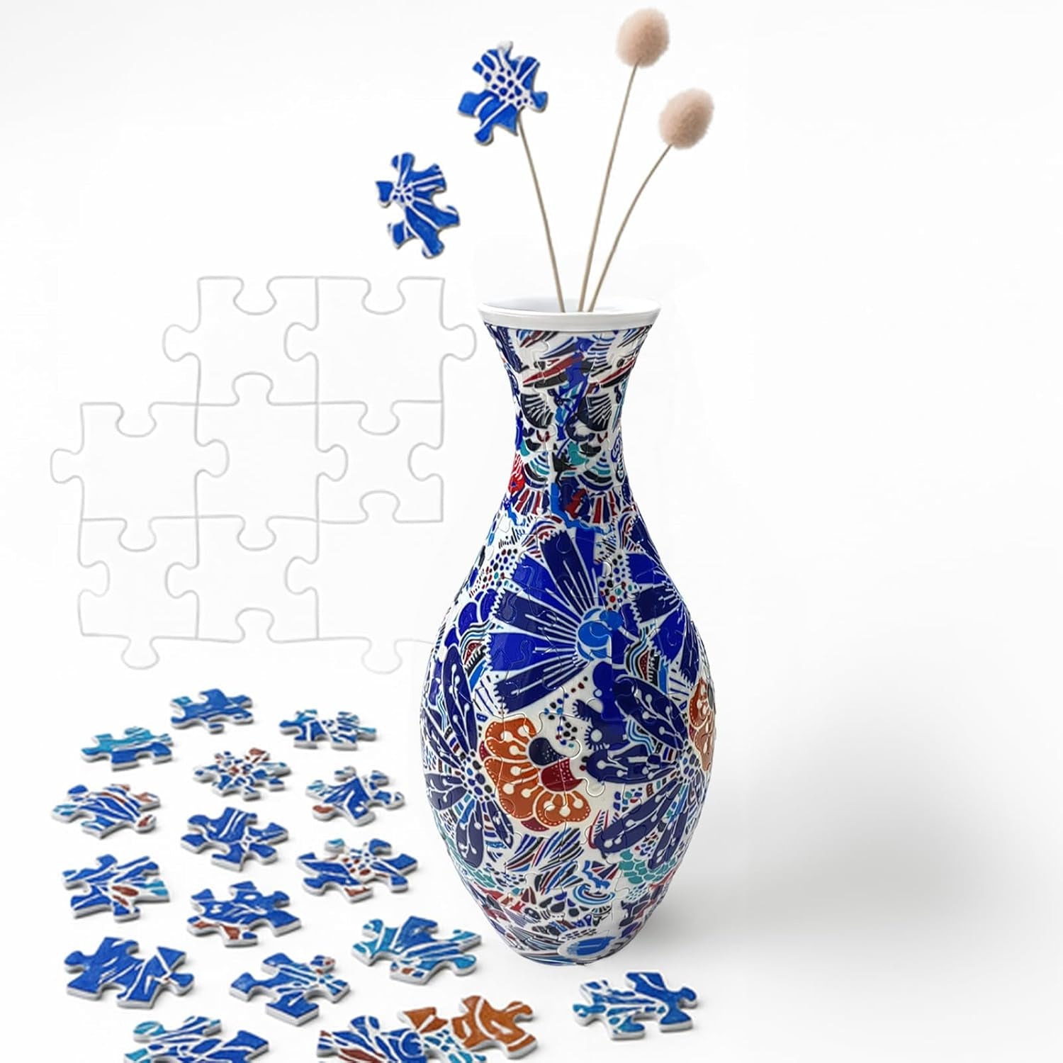3D Puzzle Vase Unique Flower Vase for Adults Made by 160 Curved Plastic Puzzle Pieces, Vases for Flower Home Creative Gift for Parents & Housewarming