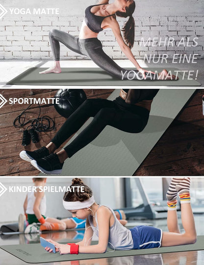 Yoga Mat with Strap, 1/3 Inch Extra Thick Yoga Mat Double-Sided Non Slip, Professional TPE Yoga Mats for Women Men, Workout Mat for Yoga, Pilates and Floor Exercises