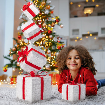 Set of 4 Christmas Lighted Gift Boxes Decorations Indoor Outdoor LED Light Up